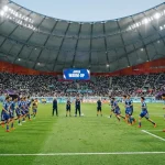 Japans landslag i blå tröjor under VM 2026-förberedelserna