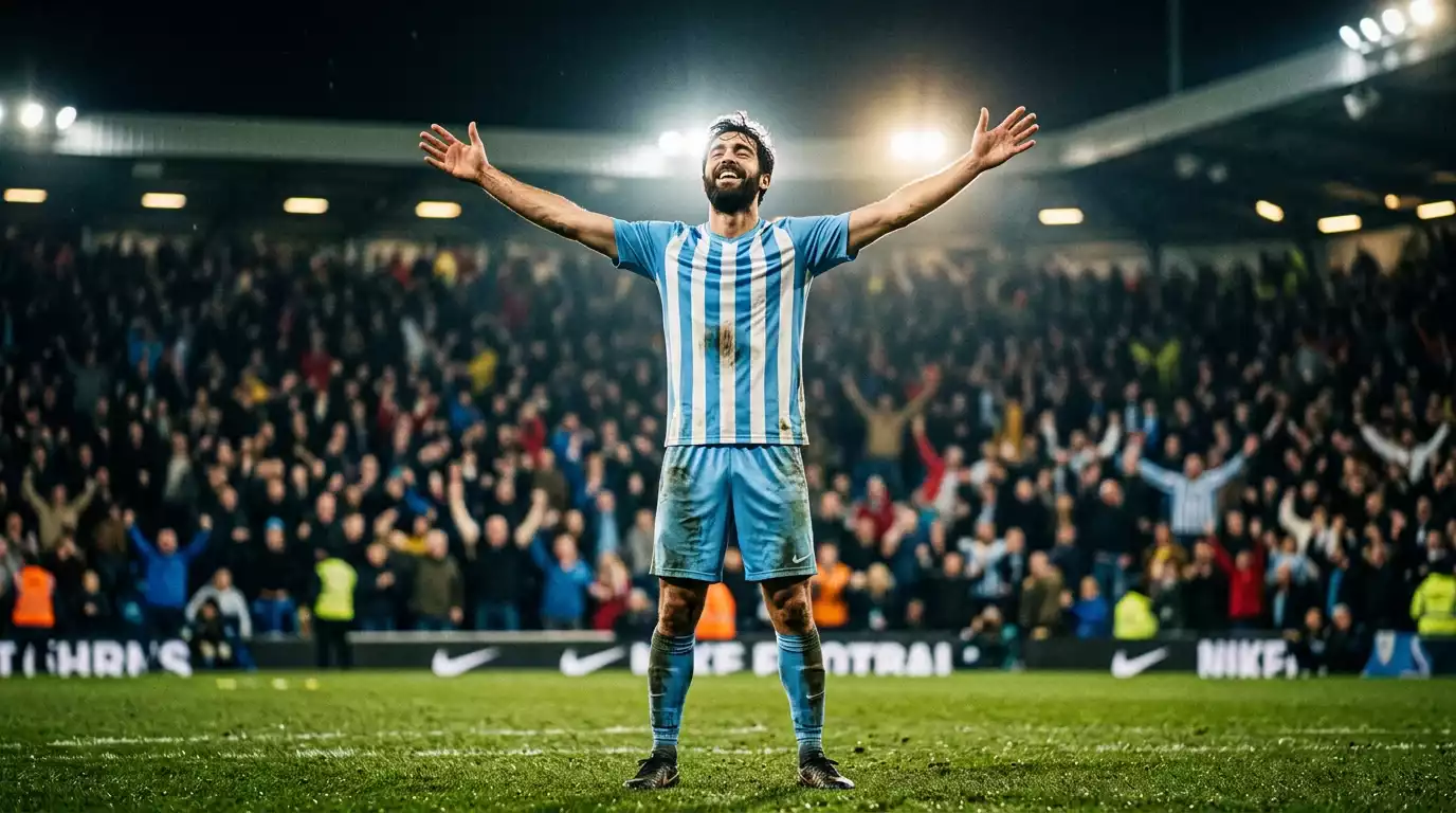 Lionel Messi i Argentinas tröja jublar med utbredda armar framför en fullsatt läktare under VM 2026