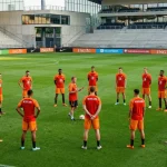 Nederländernas landslag i orange tröjor under VM 2026-förberedelserna