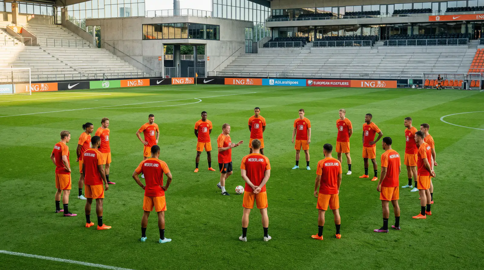 Nederländernas landslag i orange tröjor under VM 2026-förberedelserna